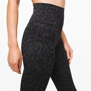 LULULEMON Black Leopard Patterned Leggings size 6